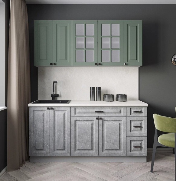 Изображение товара Кухонный гарнитур Интерлиния Мила Деко 1.7А (керамика/мята/опал светлый)