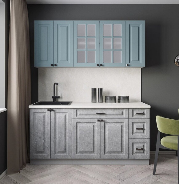 Изображение товара Кухонный гарнитур Интерлиния Мила Деко 1.7А (керамика/океан/опал светлый)