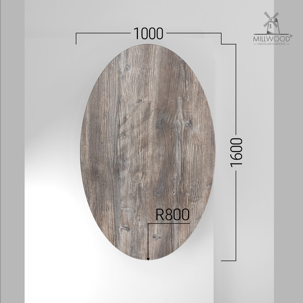 Изображение товара Столешница для стола Millwood овальная 1600х1000х36 / 51783_pas_6 (сосна пасадена)
