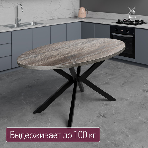 Изображение товара Столешница для стола Millwood овальная 1600х1000х36 / 51783_pas_6 (сосна пасадена)