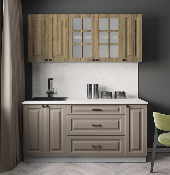 Изображение товара Кухонный гарнитур Интерлиния Мила Деко 1.7Б (луна/дуб вотан/опал светлый)