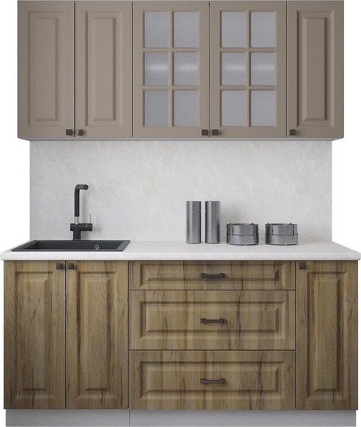 Изображение товара Кухонный гарнитур Интерлиния Мила Деко 1.7Б (дуб вотан/луна/опал светлый)