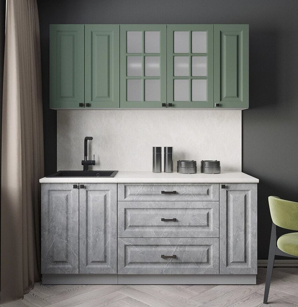 Изображение товара Кухонный гарнитур Интерлиния Мила Деко 1.7Б (керамика/мята/опал светлый)