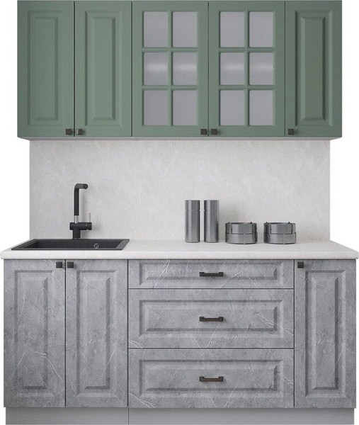 Изображение товара Кухонный гарнитур Интерлиния Мила Деко 1.7Б (керамика/мята/опал светлый)