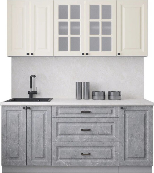 Изображение товара Кухонный гарнитур Интерлиния Мила Деко 1.8Б (керамика/белый/опал светлый)