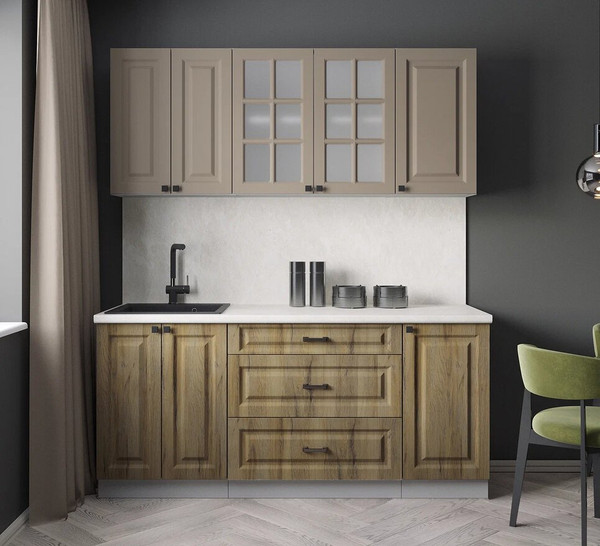 Изображение товара Кухонный гарнитур Интерлиния Мила Деко 1.8Б (луна/дуб вотан/опал светлый)