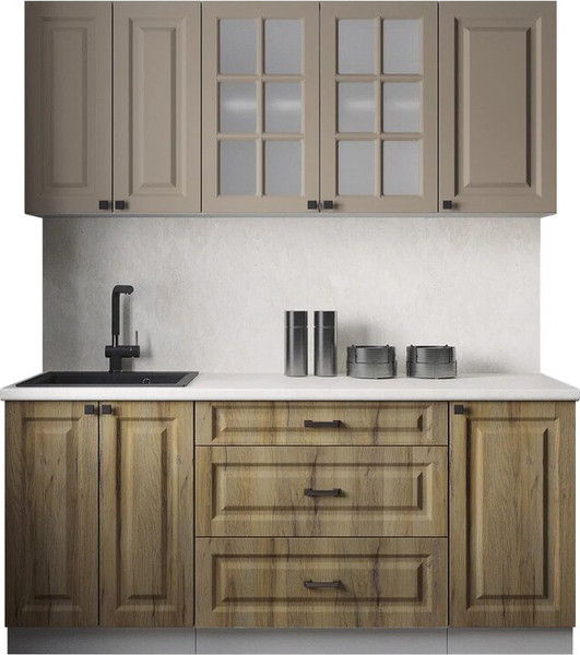 Изображение товара Кухонный гарнитур Интерлиния Мила Деко 1.8Б (луна/дуб вотан/опал светлый)