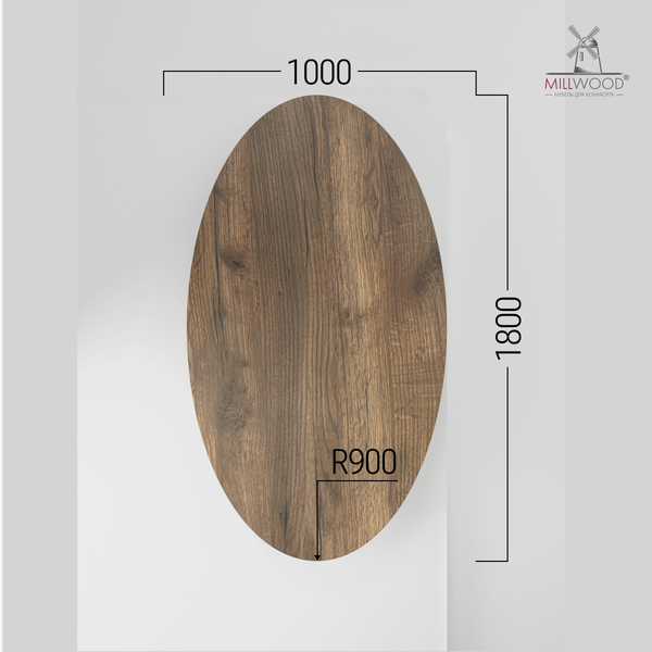 Изображение товара Столешница для стола Millwood овальная 1800х1000х36 / 51778_t_5 (дуб табачный Craft)