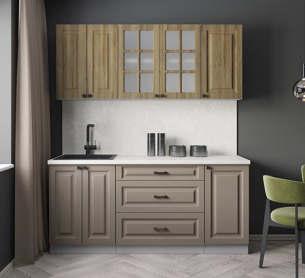 Изображение товара Кухонный гарнитур Интерлиния Мила Деко 1.8Б (дуб вотан/луна/опал светлый)