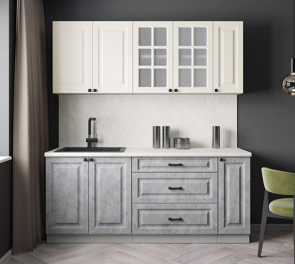 Изображение товара Кухонный гарнитур Интерлиния Мила Деко 1.9Б (керамика/белый/опал светлый)