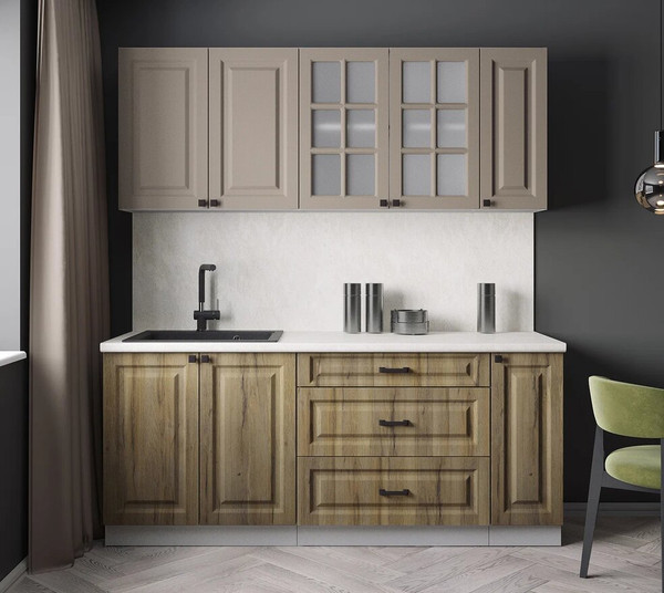 Изображение товара Кухонный гарнитур Интерлиния Мила Деко 1.9Б (луна/дуб вотан/опал светлый)