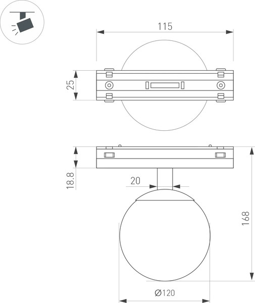 Изображение товара Трековый светильник Arlight MAG-VIBE-SFERO-R120-6W Day4000 BK 235deg / 044166