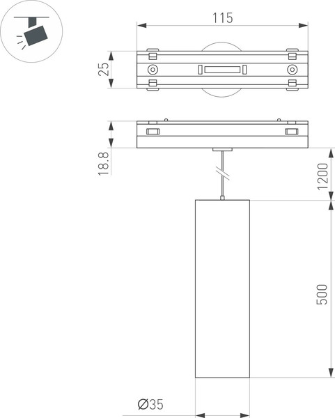 Изображение товара Трековый светильник Arlight MAG-VIBE-SPOT-HANG-R35-10W Day4000-MIX WH 24deg / 045017
