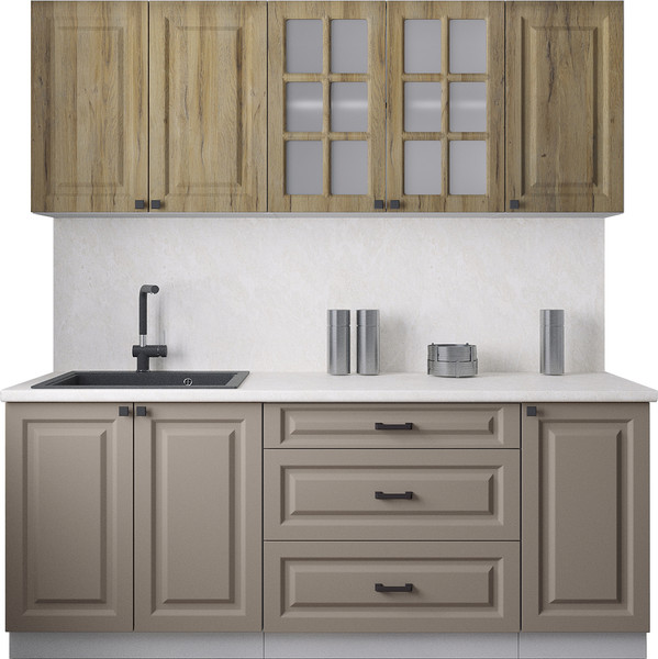 Изображение товара Кухонный гарнитур Интерлиния Мила Деко 2.0Б (луна/дуб вотан/опал светлый)