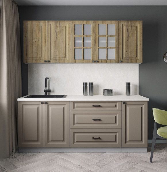 Изображение товара Кухонный гарнитур Интерлиния Мила Деко 2.0Б (луна/дуб вотан/опал светлый)