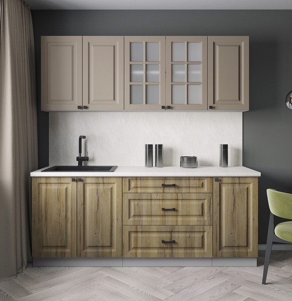 Изображение товара Кухонный гарнитур Интерлиния Мила Деко 2.0Б (дуб вотан/луна/опал светлый)