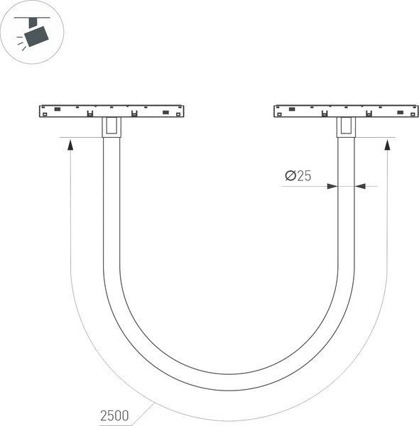 Изображение товара Трековый светильник Arlight MAG-ORIENT-TUBE-ELASTIC-R25-L2500-35W Warm3000 BK / 044332