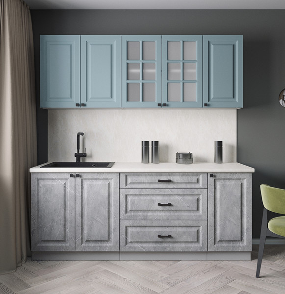 Изображение товара Кухонный гарнитур Интерлиния Мила Деко 2.0Б (керамика/океан/опал светлый)