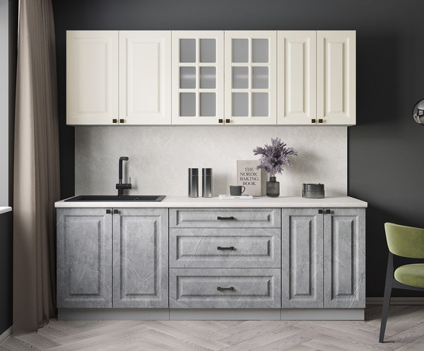 Изображение товара Кухонный гарнитур Интерлиния Мила Деко 2.2Б (керамика/белый/опал светлый)