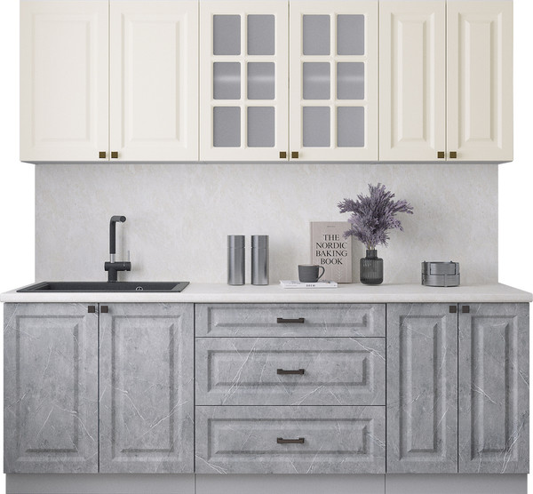 Изображение товара Кухонный гарнитур Интерлиния Мила Деко 2.2Б (керамика/белый/опал светлый)