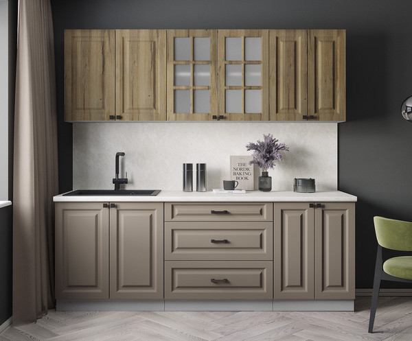 Изображение товара Кухонный гарнитур Интерлиния Мила Деко 2.2Б (луна/дуб вотан/опал светлый)