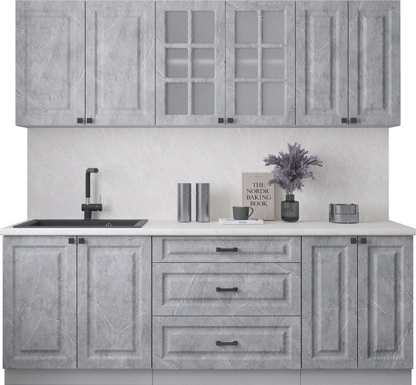 Изображение товара Кухонный гарнитур Интерлиния Мила Деко 2.2Б (керамика/керамика/опал светлый)