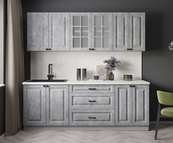 Изображение товара Кухонный гарнитур Интерлиния Мила Деко 2.2Б (керамика/керамика/опал светлый)