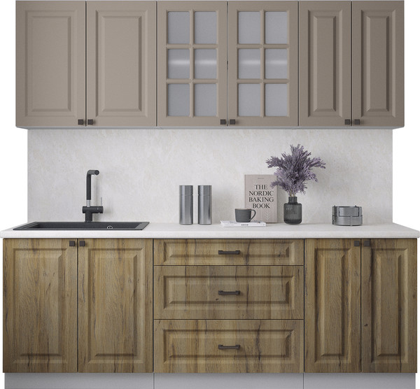 Изображение товара Кухонный гарнитур Интерлиния Мила Деко 2.2Б (дуб вотан/луна/опал светлый)