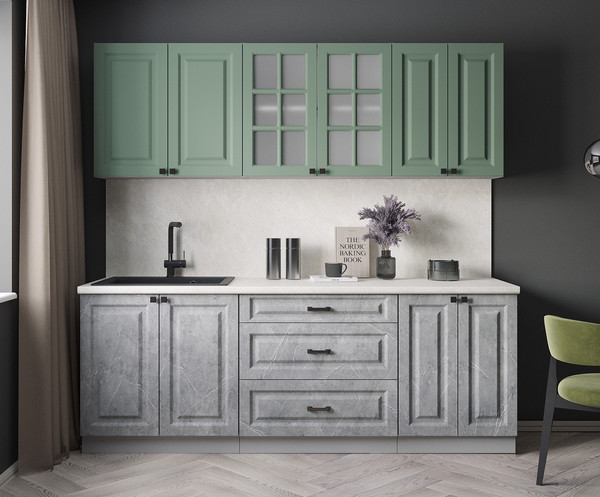 Изображение товара Кухонный гарнитур Интерлиния Мила Деко 2.2Б (керамика/мята/опал светлый)