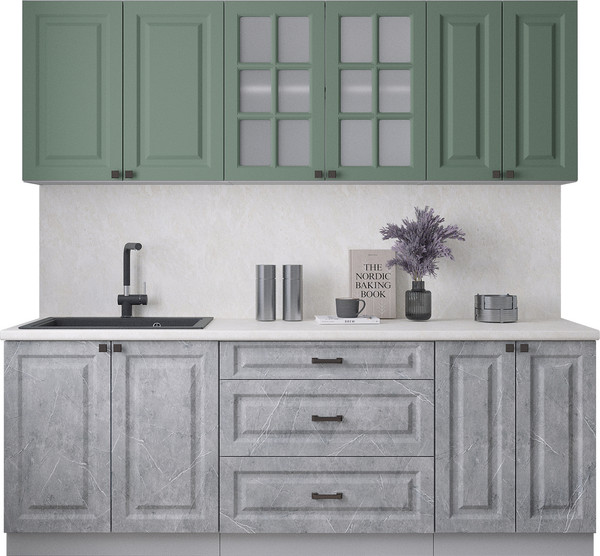 Изображение товара Кухонный гарнитур Интерлиния Мила Деко 2.2Б (керамика/мята/опал светлый)