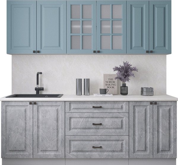 Изображение товара Кухонный гарнитур Интерлиния Мила Деко 2.2Б (керамика/океан/опал светлый)
