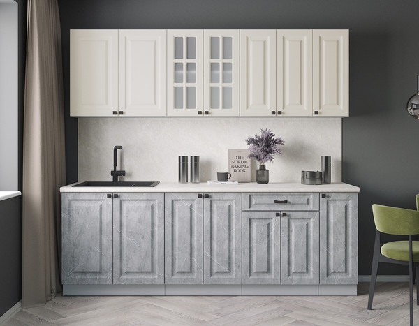 Изображение товара Кухонный гарнитур Интерлиния Мила Деко 2.3Б (керамика/белый/опал светлый)