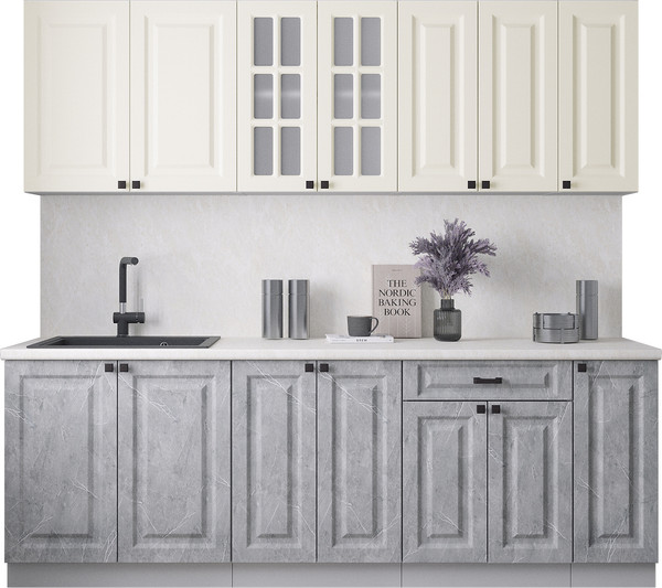 Изображение товара Кухонный гарнитур Интерлиния Мила Деко 2.3Б (керамика/белый/опал светлый)