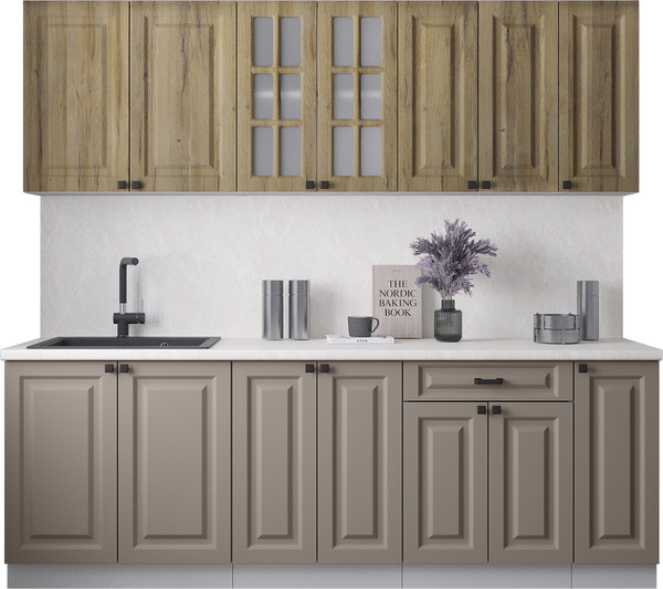 Изображение товара Кухонный гарнитур Интерлиния Мила Деко 2.3Б (луна/дуб вотан/опал светлый)