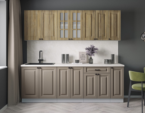 Изображение товара Кухонный гарнитур Интерлиния Мила Деко 2.3Б (луна/дуб вотан/опал светлый)