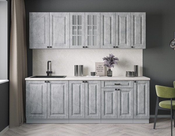 Изображение товара Кухонный гарнитур Интерлиния Мила Деко 2.3Б (керамика/керамика/опал светлый)