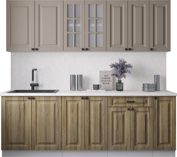 Изображение товара Кухонный гарнитур Интерлиния Мила Деко 2.3Б (дуб вотан/луна/опал светлый)