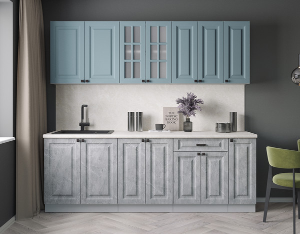 Изображение товара Кухонный гарнитур Интерлиния Мила Деко 2.3Б (керамика/океан/опал светлый)