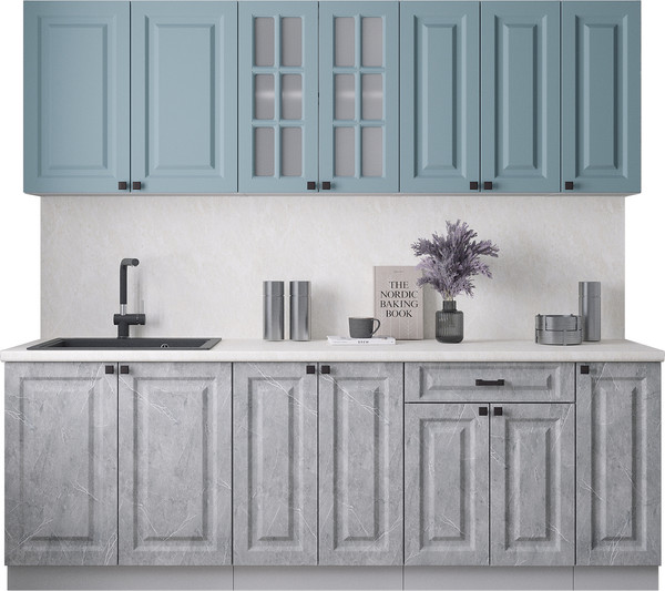 Изображение товара Кухонный гарнитур Интерлиния Мила Деко 2.3Б (керамика/океан/опал светлый)