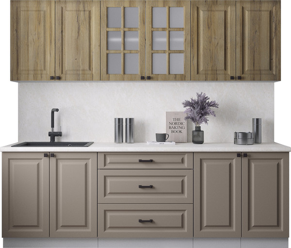 Изображение товара Кухонный гарнитур Интерлиния Мила Деко 2.4Б (луна/дуб вотан/опал светлый)