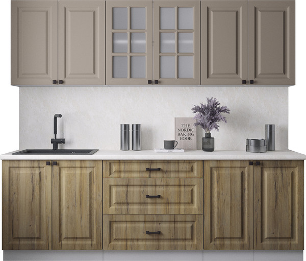 Изображение товара Кухонный гарнитур Интерлиния Мила Деко 2.4Б (дуб вотан/луна/опал светлый)