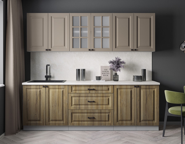 Изображение товара Кухонный гарнитур Интерлиния Мила Деко 2.4Б (дуб вотан/луна/опал светлый)