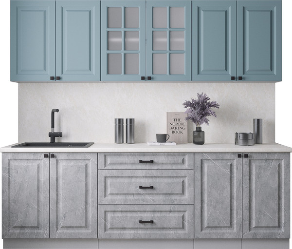 Изображение товара Кухонный гарнитур Интерлиния Мила Деко 2.4Б (керамика/океан/опал светлый)