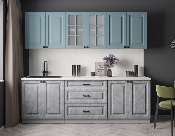 Изображение товара Кухонный гарнитур Интерлиния Мила Деко 2.4Б (керамика/океан/опал светлый)