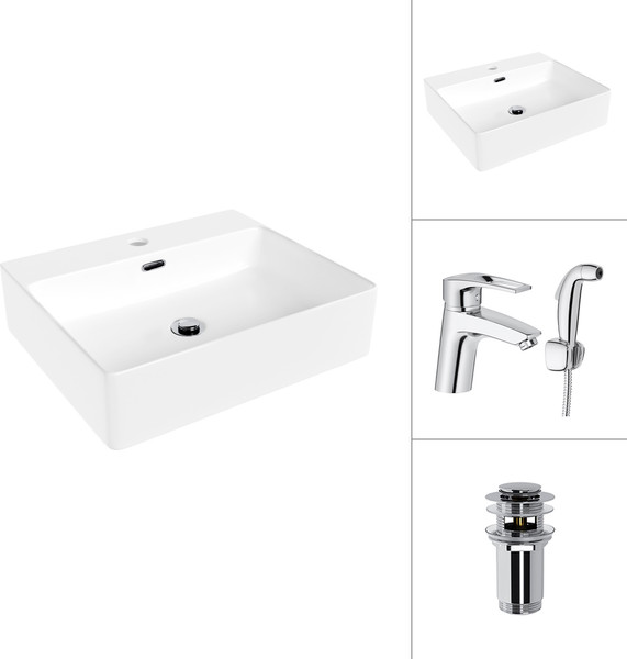 Изображение товара Умывальник со смесителем Lauter 21478 + Spray 21CK308C с донным клапаном 21190CH (хром)