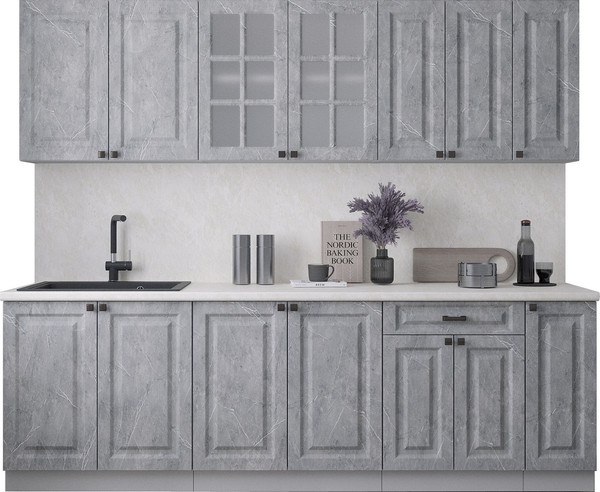 Изображение товара Кухонный гарнитур Интерлиния Мила Деко 2.5Б (керамика/керамика/опал светлый)