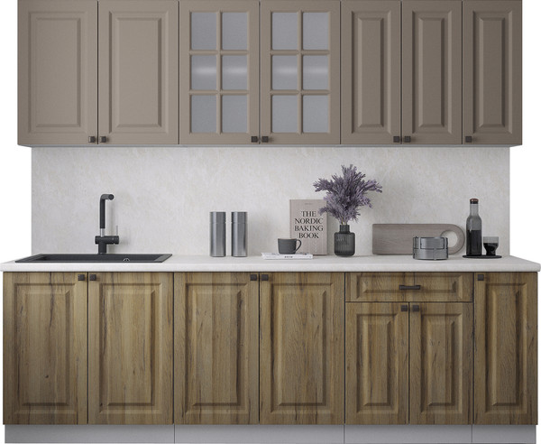 Изображение товара Кухонный гарнитур Интерлиния Мила Деко 2.5Б (дуб вотан/луна/опал светлый)