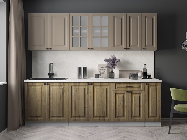 Изображение товара Кухонный гарнитур Интерлиния Мила Деко 2.5Б (дуб вотан/луна/опал светлый)