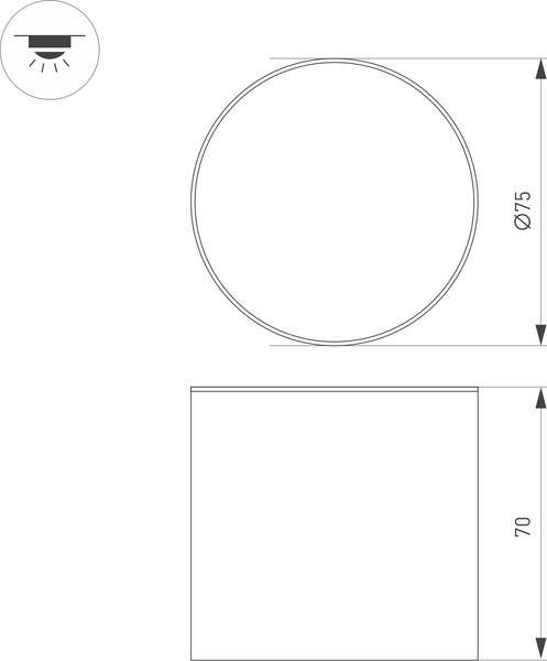 Изображение товара Точечный светильник Arlight SP-CYLINDO-R75-7W Warm3000 BK 110deg / 043966