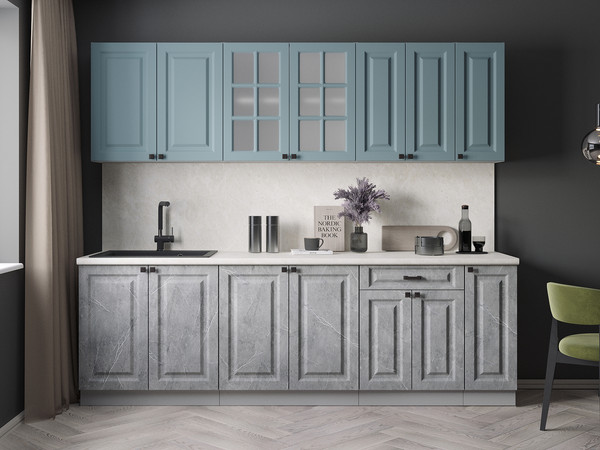 Изображение товара Кухонный гарнитур Интерлиния Мила Деко 2.5Б (керамика/океан/опал светлый)